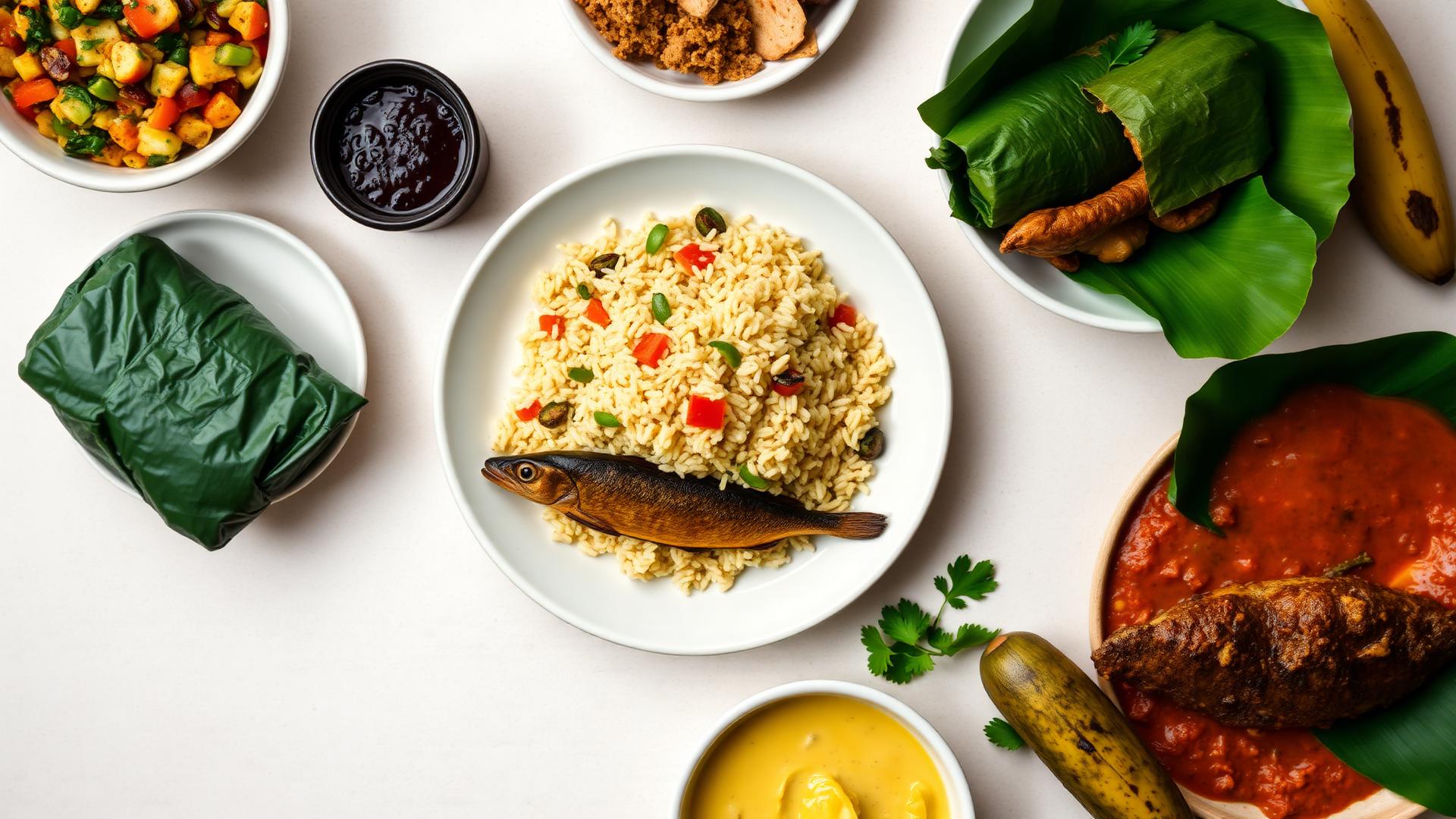 Healthy Nigerian meal spread